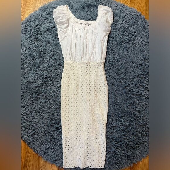Bec + Bridge White Eyelet Cotton Midi Dress - Picture 1 of 7